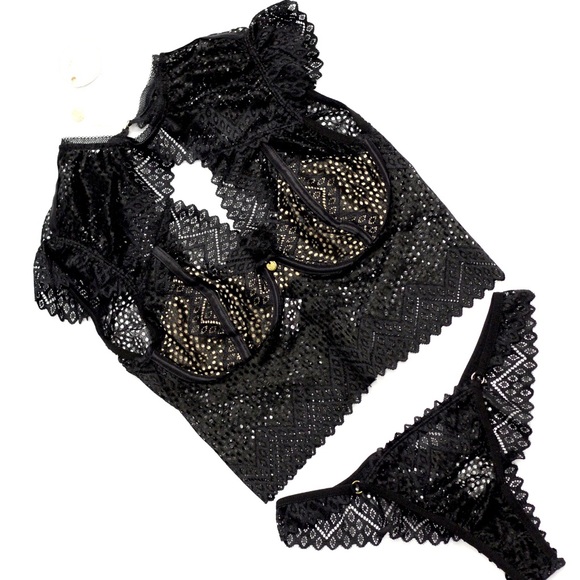 Top Cropped bra & panty set * blouse - Picture 5 of 15